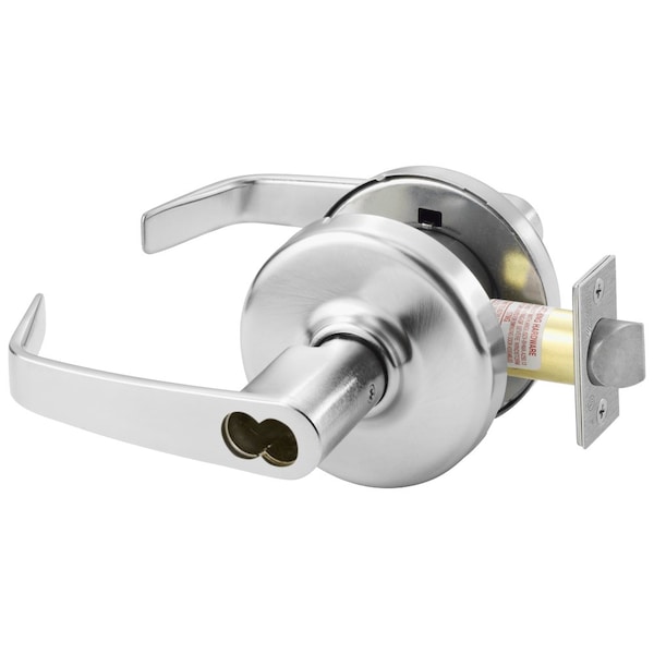 Grade 1 Classroom Cylindrical Lock, Newport Lever, D Rose, LFIC Less Core, Satin Chrome Finish